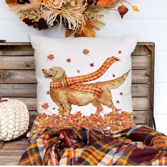 Dog Labrador lab pillow pillowcase pillow cover 18x18" new fall Autumn leafs - Picture 4 of 5